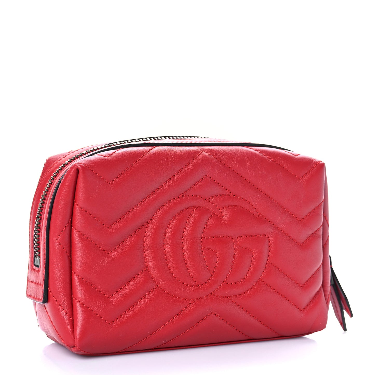 Calfskin Matelasse GG Marmont Cosmetic Case Hibiscus Red