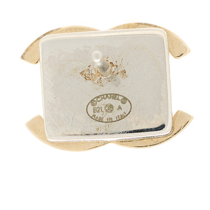 Chanel Metal Crystal Square CC Earrings Gold Silver 4 of 4
