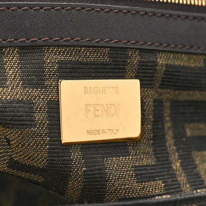 Fendi Fabric Jacquard FF 1974 Medium Baguette Tobacco Moro Black 11 of 19