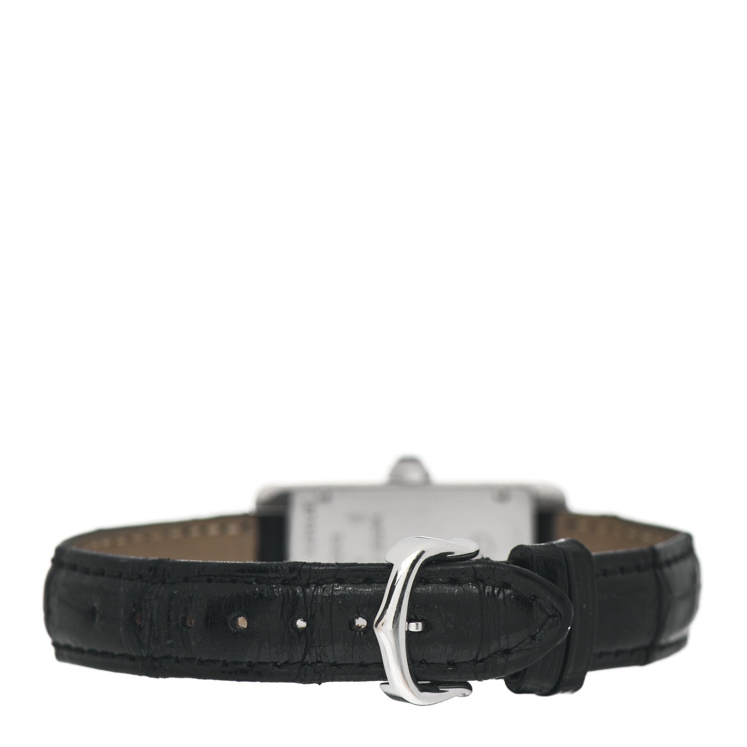 Cartier 18K White Gold Alligator 19mm Tank Americaine Quartz Watch 3 of 4