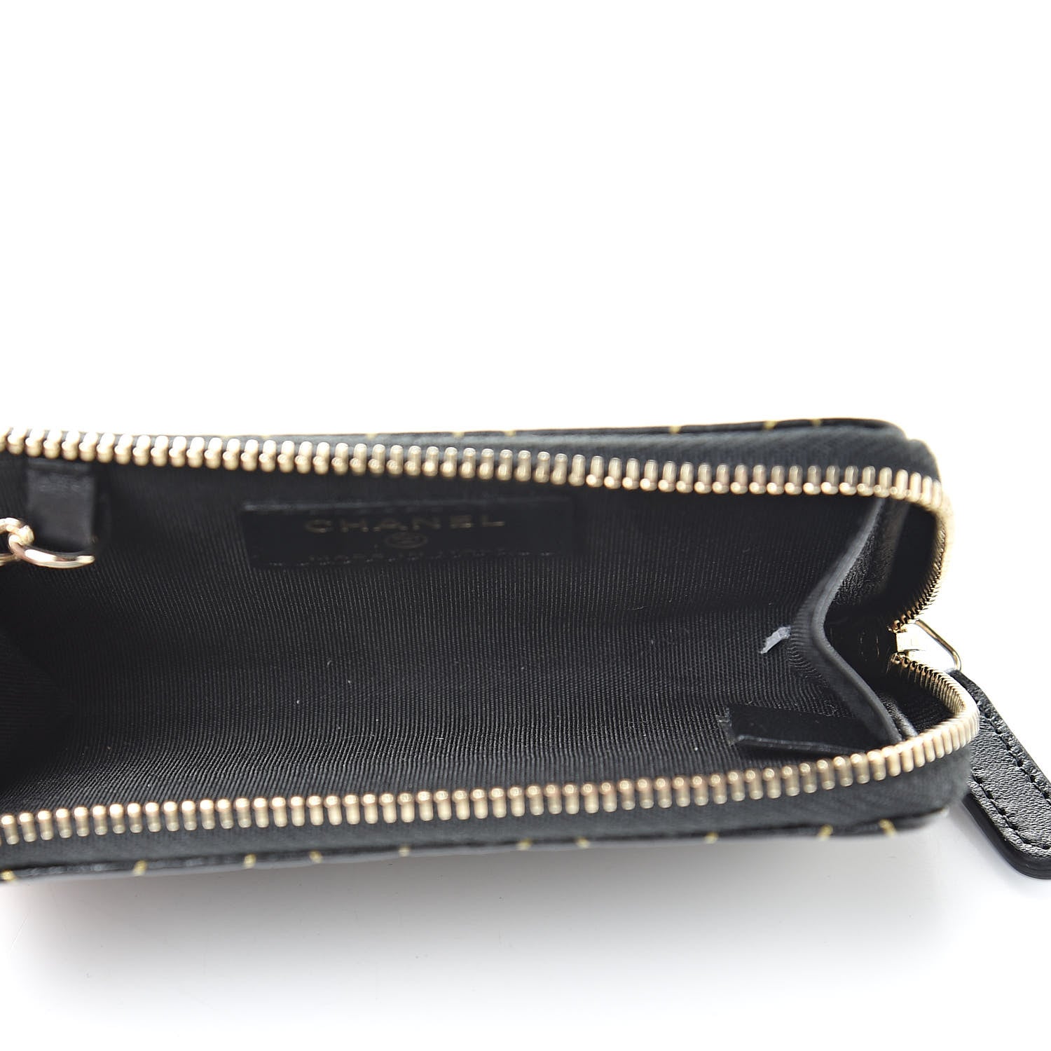 Chanel Lambskin Camellia Embossed Key Holder Case Black Gold 5 of 8