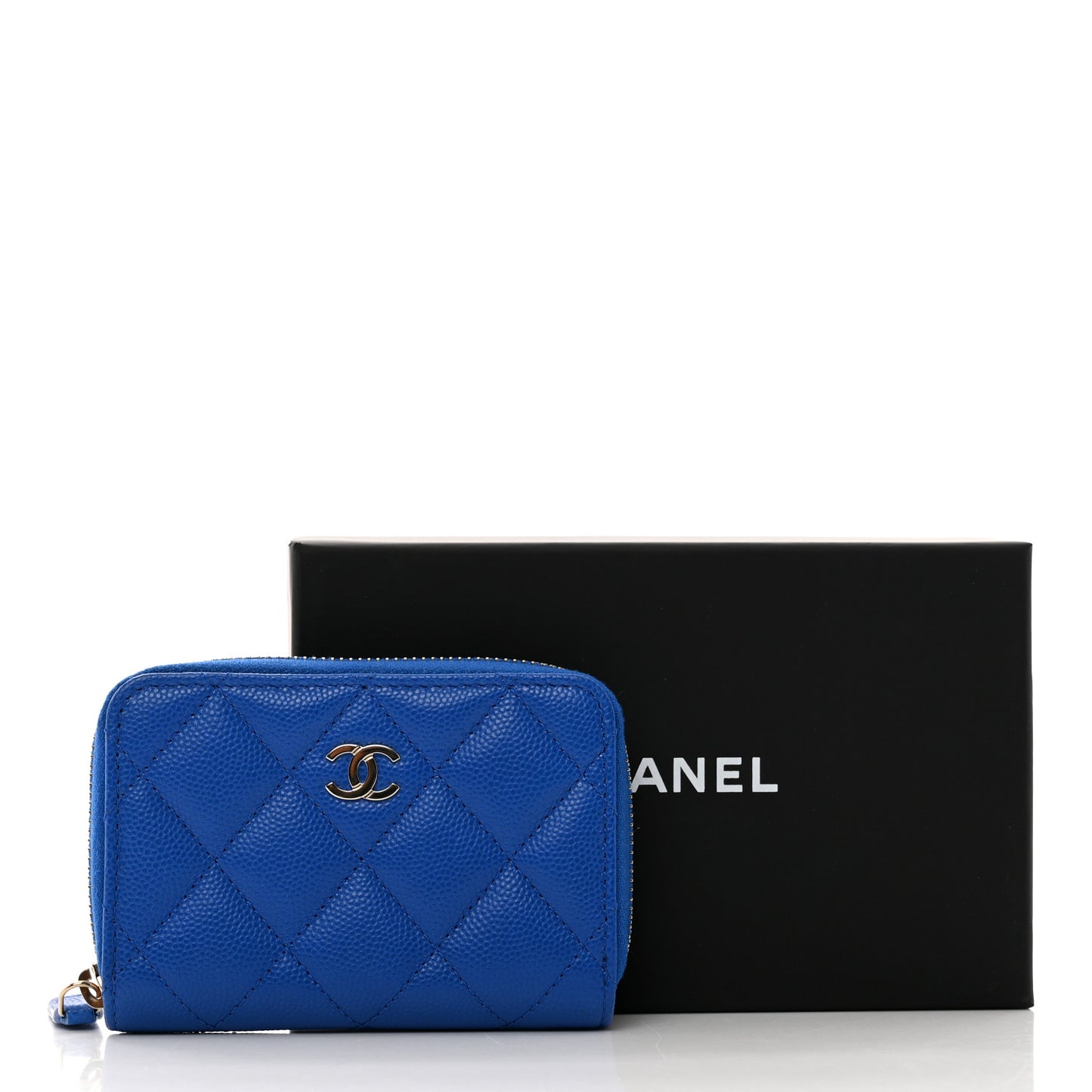 Caviar Quilted Zip Coin Purse Dark Blue