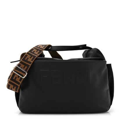 Fendi Calfskin Nylon FF Logo Embossed Changing Bag Black 1 of 12