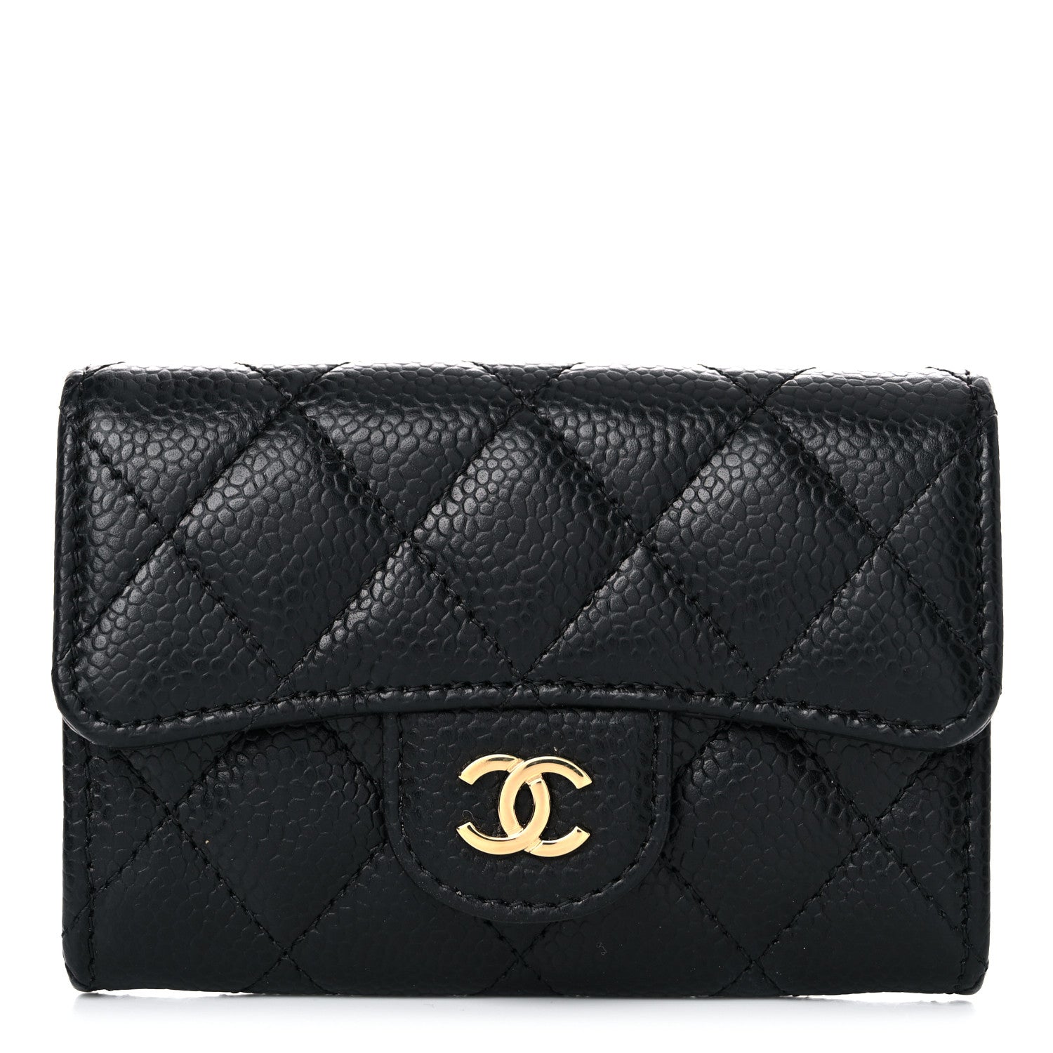 Chanel Caviar Quilted Flap Card Holder Wallet Black 1 of 19