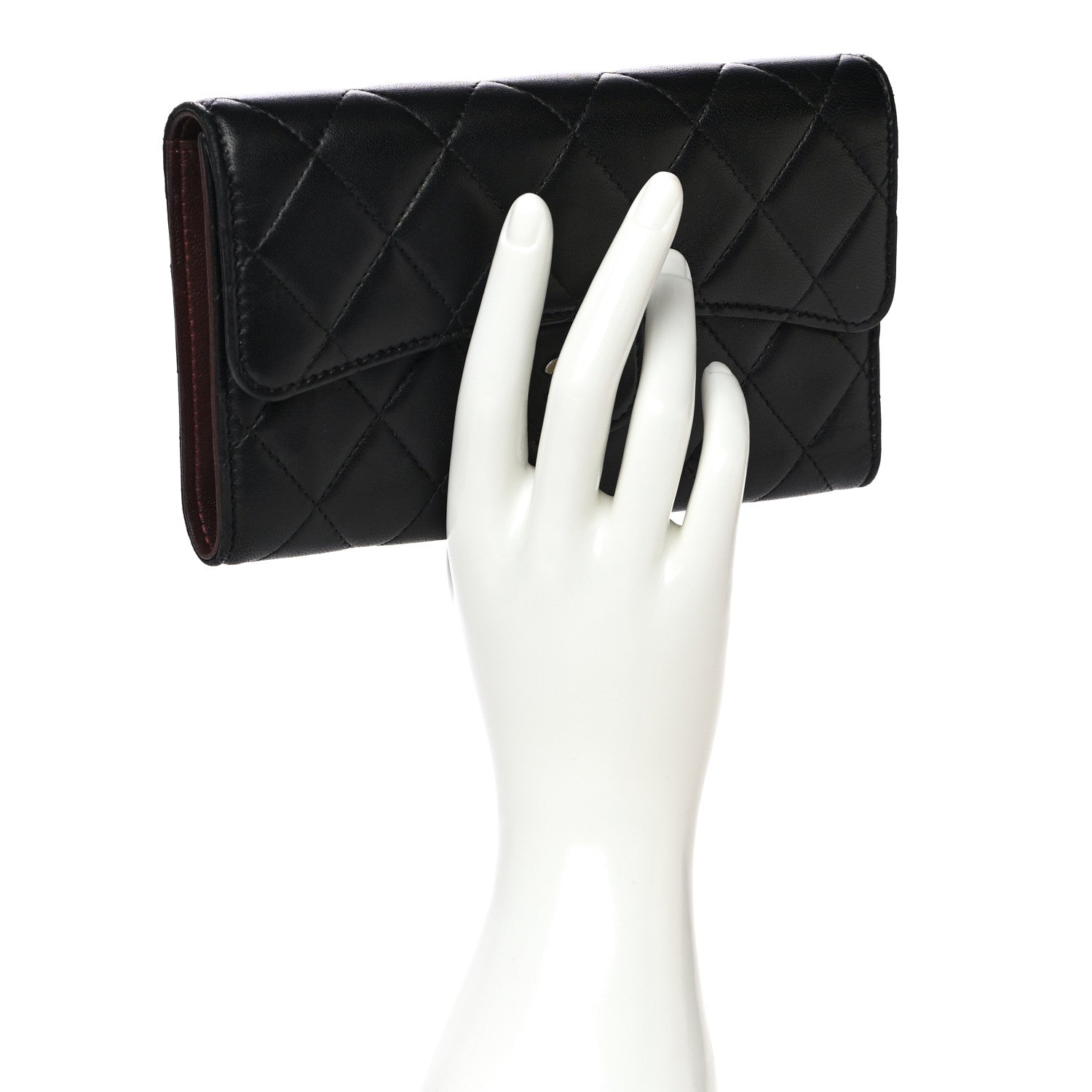 Chanel Lambskin Quilted Large Gusset Flap Wallet Black 2 of 18