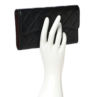 Chanel Lambskin Quilted Large Gusset Flap Wallet Black 2 of 18