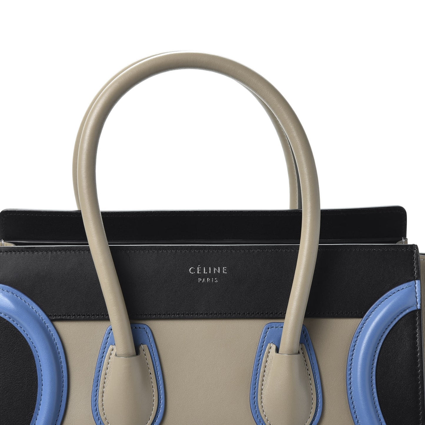 Shiny Smooth Calfskin Micro Tri-Color Luggage Quartz