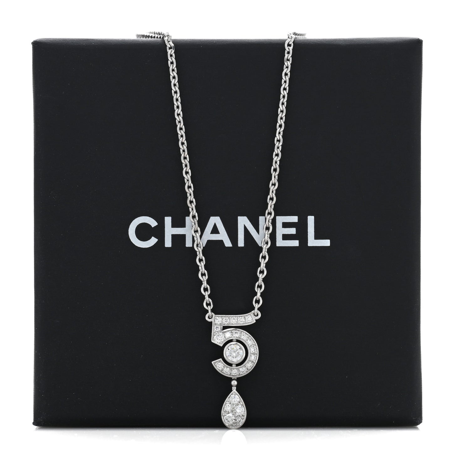 18K White Gold Diamond Eternal No 5 Necklace