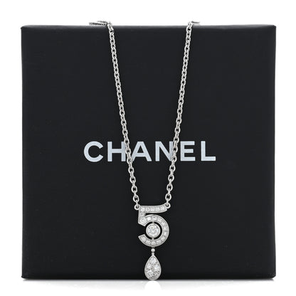 Chanel 18K White Gold Diamond Eternal No 5 Necklace 5 of 5