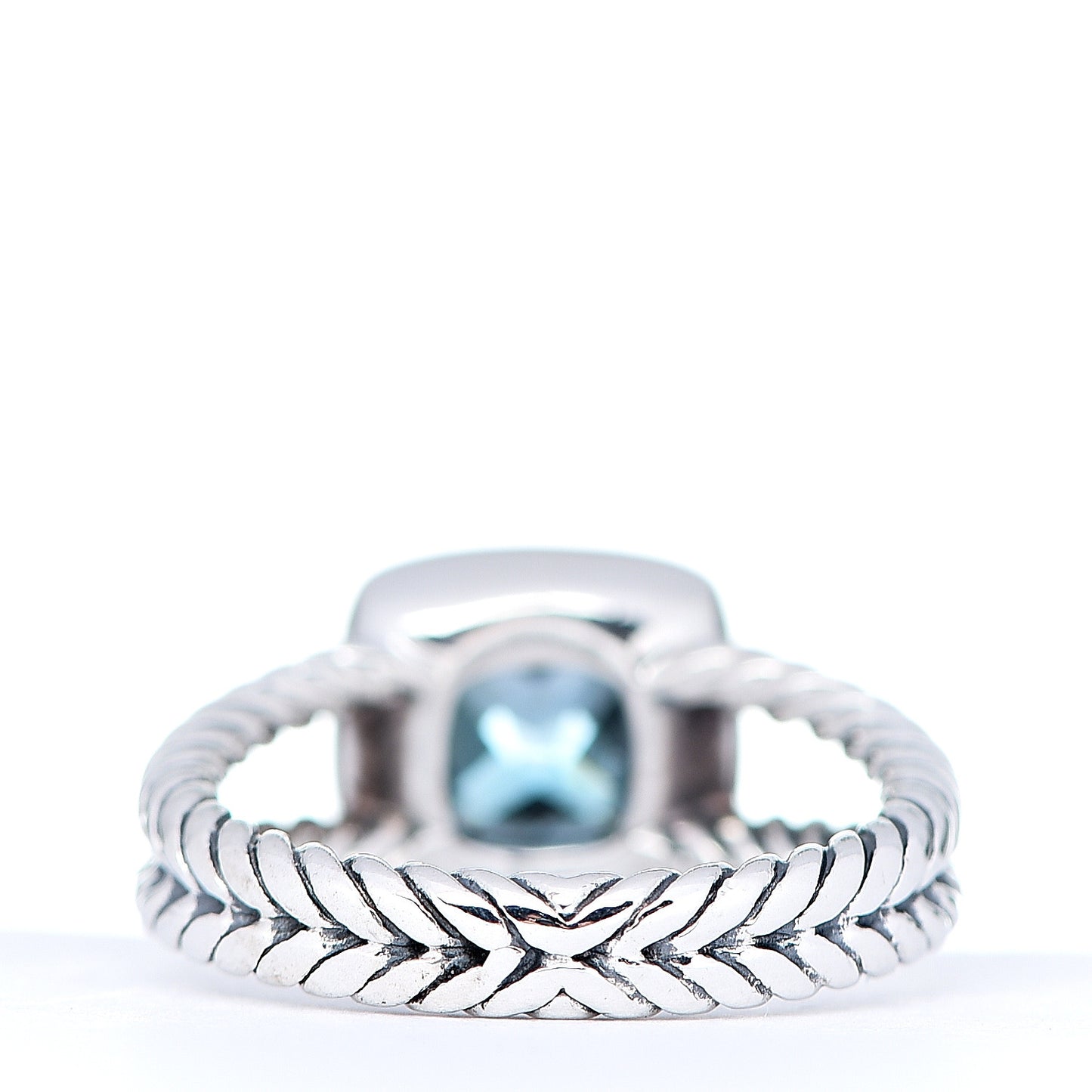 Sterling Silver Diamond Blue Topaz 7mm Petite Albion Ring 54 7