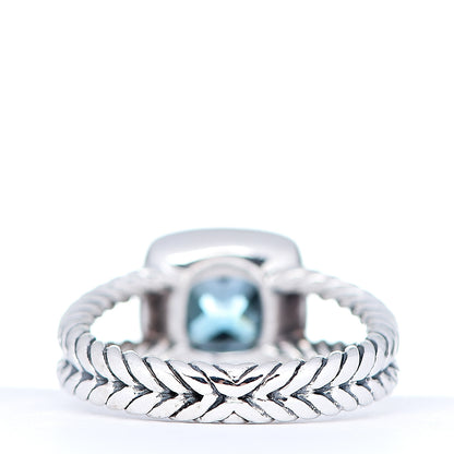 David Yurman Sterling Silver Diamond Blue Topaz 7mm Petite Albion Ring 54 7 3 of 4