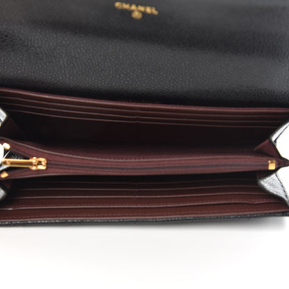 Chanel Caviar Quilted Large Gusset Flap Wallet Black 5 of 9