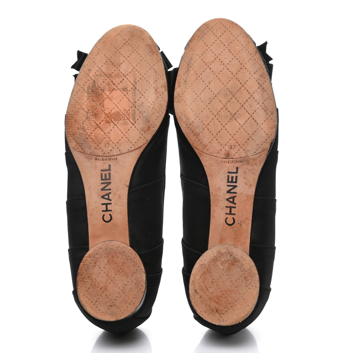 Chanel Satin CC Bow Flats 37 Black 5 of 13