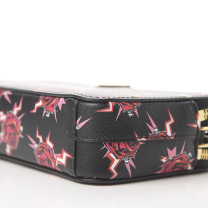 Prada X UNIVERSAL STUDIOS Saffiano Frankenstein Rose Mini Double Zip Chain Crossbody Bag Lacca 7 of 9