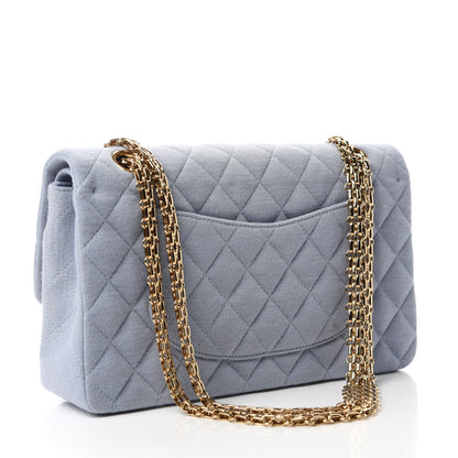 Chanel Jersey Quilted Medium Double Flap Light Blue 4 of 12