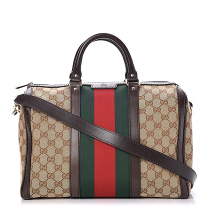 Gucci Monogram Vintage Web Medium Boston Dark Brown 1 of 7