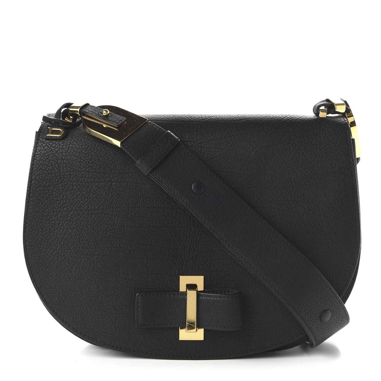 Crispy Calfskin Le Mutin MM Saddle Bag Black