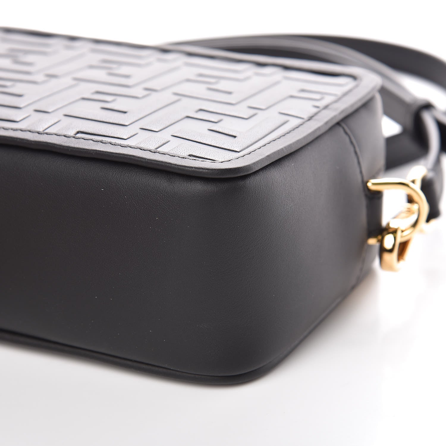 Fendi Vitello Century FF 1974 Embossed Mini Camera Case Black 9 of 10