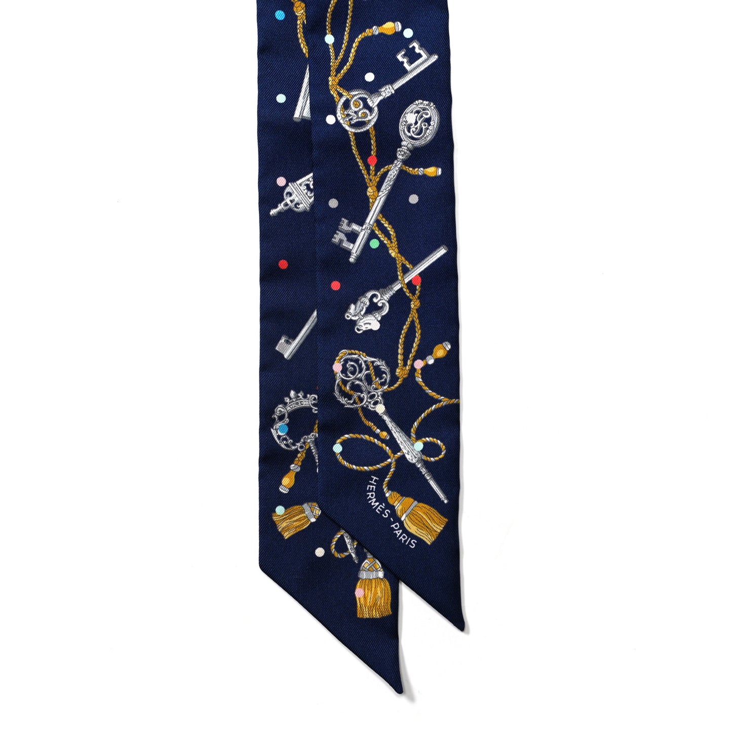Silk Les Cles A Pois Twilly Marine Gris Argent