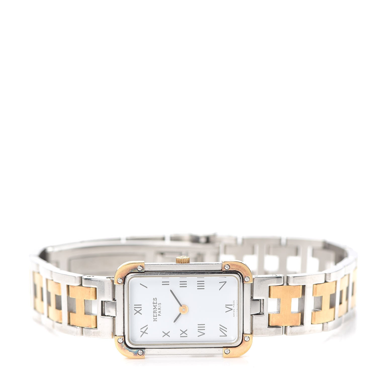 Hermes Stainless Steel 18mm Rectangle Croisiere Quartz Watch Gold 2 of 5