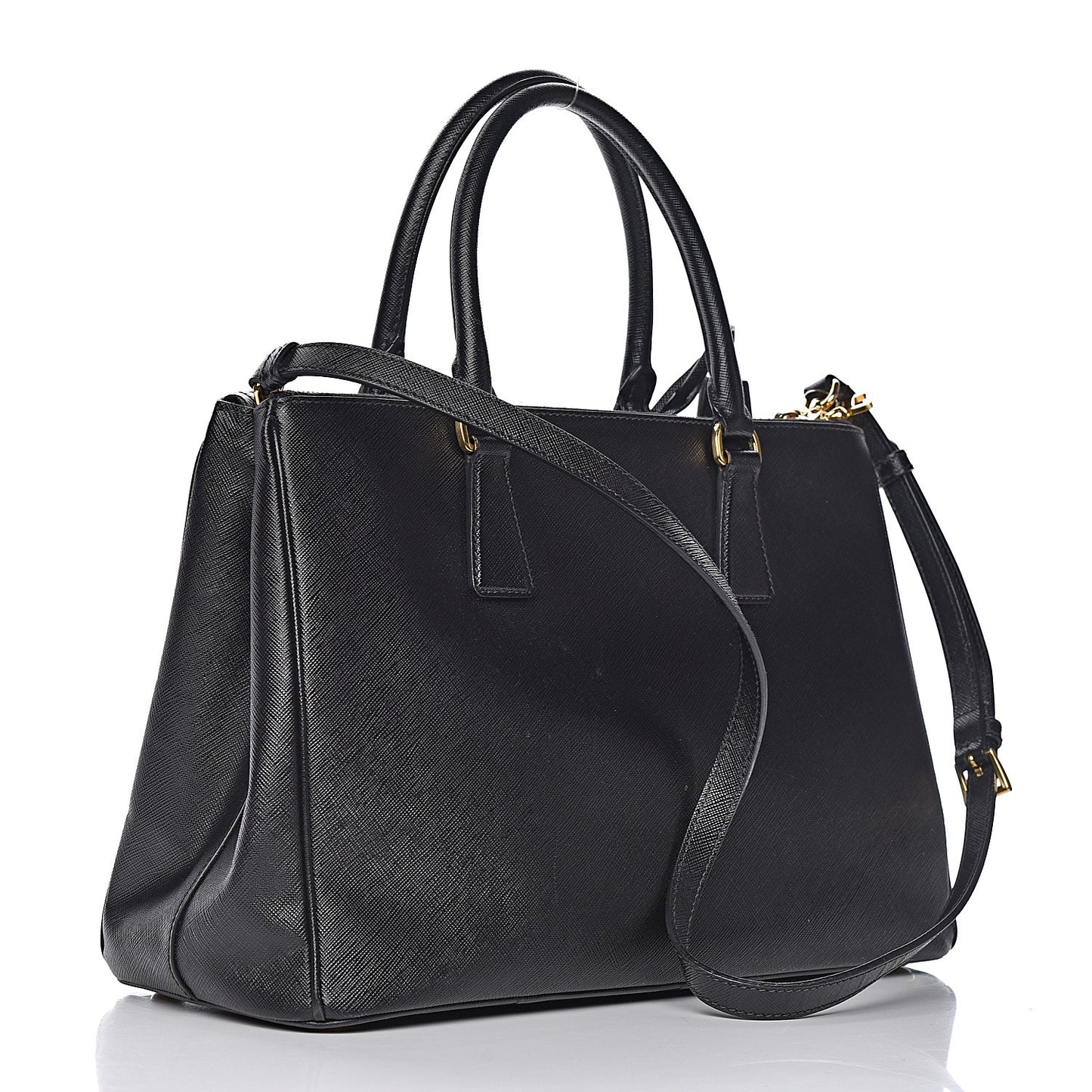Saffiano Medium Galleria Double Zip Tote Black