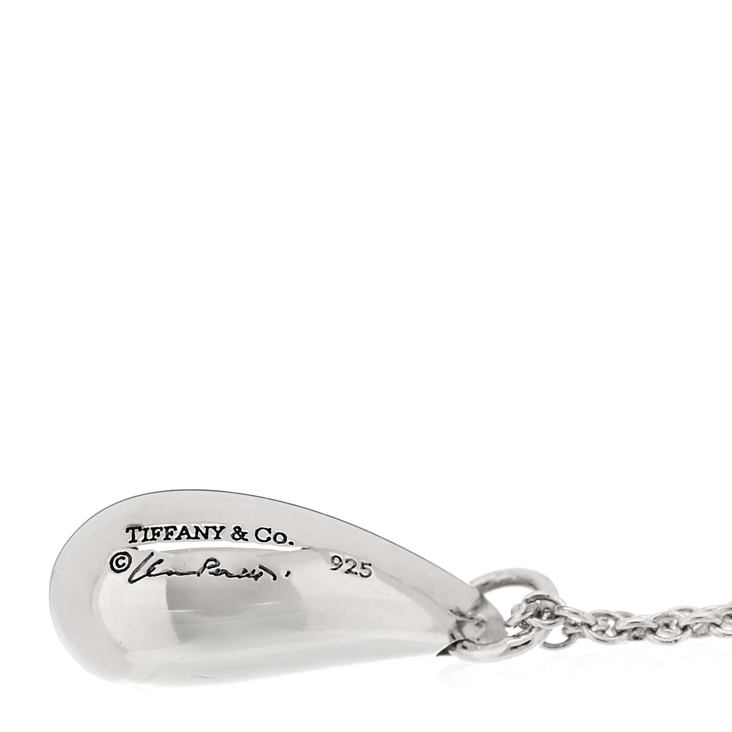 Tiffany Sterling Silver 12mm Elsa Peretti Tear Drop Pendant Necklace 6 of 7