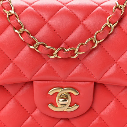 Chanel Lambskin Quilted Mini Rectangular Flap Red 8 of 13