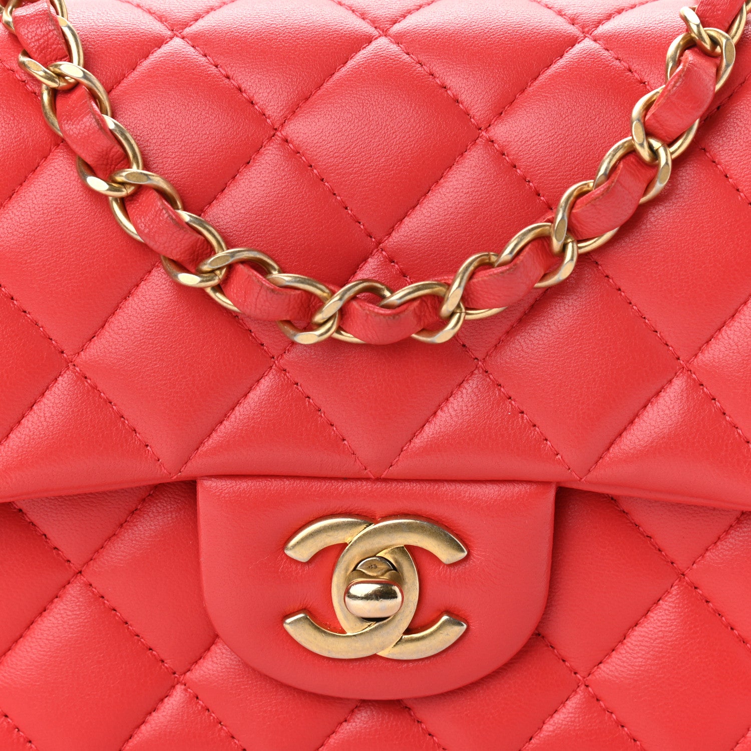 Chanel Lambskin Quilted Mini Rectangular Flap Red 8 of 12
