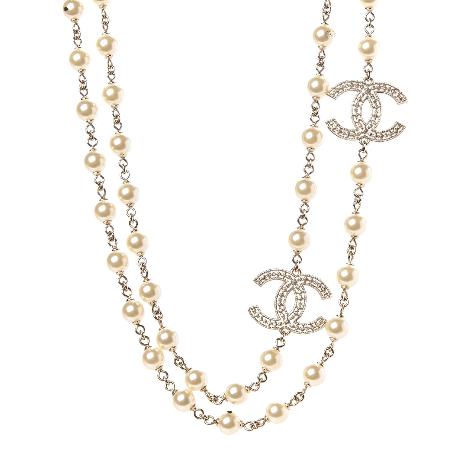 Chanel Pearl CC Long Necklace Gold 1 of 6