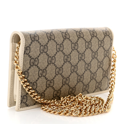 Gucci GG Supreme Monogram Azalea Calfskin Horsebit 1955 Wallet On Chain Beige Ebony Mystic White 3 of 12