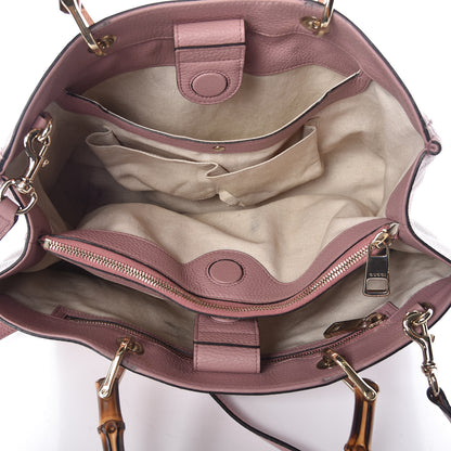 Gucci Pebbled Calfskin Medium Bamboo Shopper Tote Dark Cipria 5 of 9