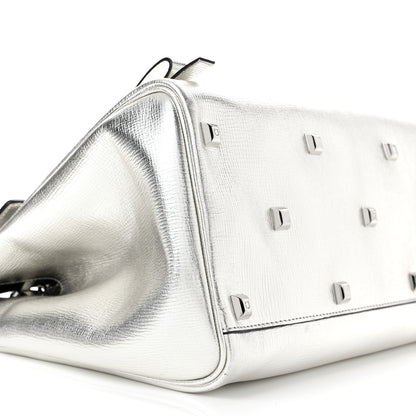 Salvatore Ferragamo Metallic Hammered Calfskin Studio Top Handle Bag Silver 10 of 11