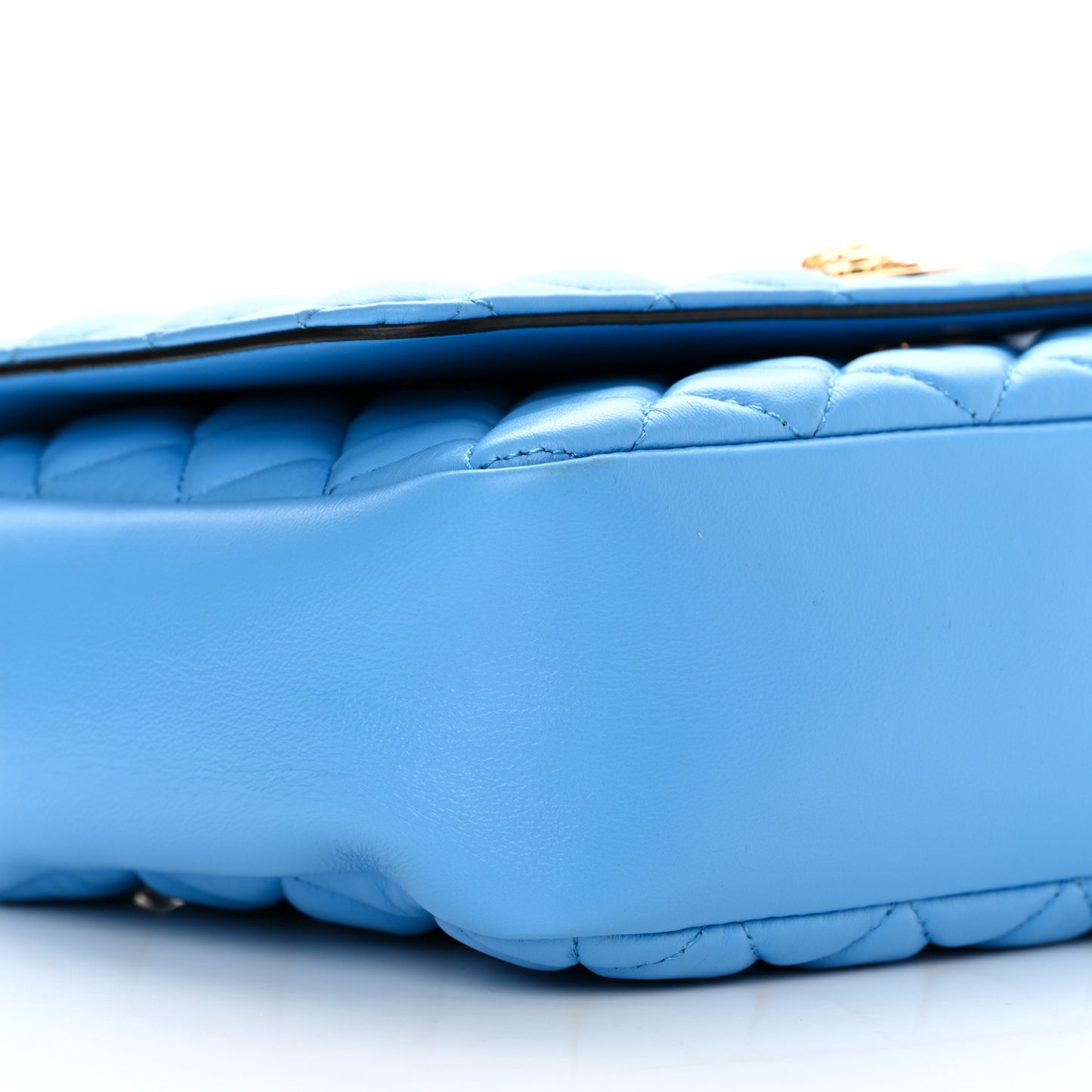 Nappa Quilted Medusa Chain Crossbody Blue