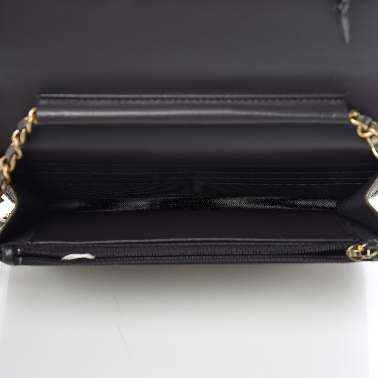 Chanel Metallic Calfskin Lambskin Quilted CC Chic Wallet on Chain WOC Dark Gold Grey 5 of 10