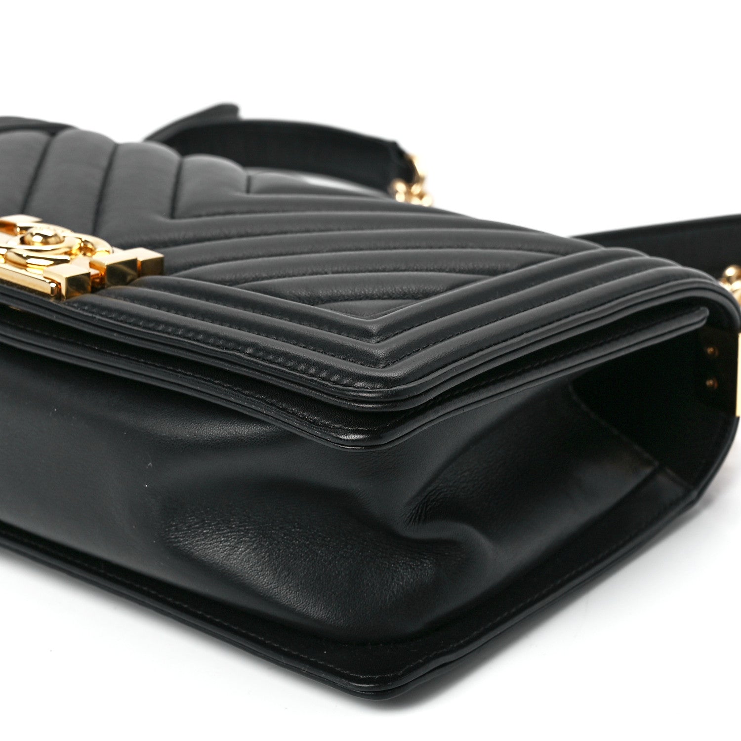 Chanel Calfskin Chevron Quilted Medium Boy Flap Black 11 of 11