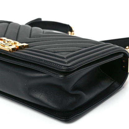 Chanel Calfskin Chevron Quilted Medium Boy Flap Black 11 of 11