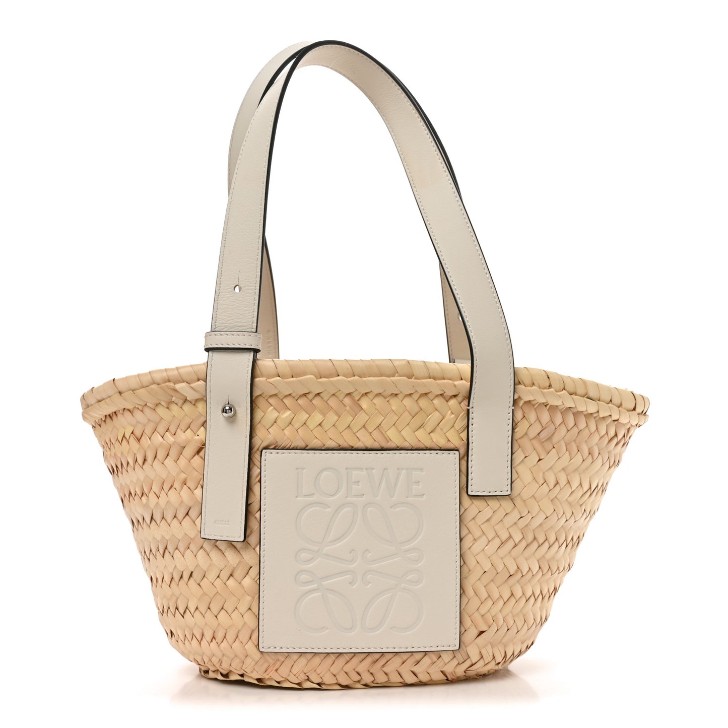 Raffia Small Basket Tote Bag Natural White