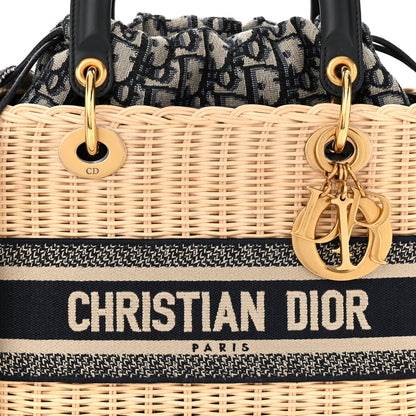 Christian Dior Wicker Oblique Medium Lady Dior Bag Blue 7 of 9