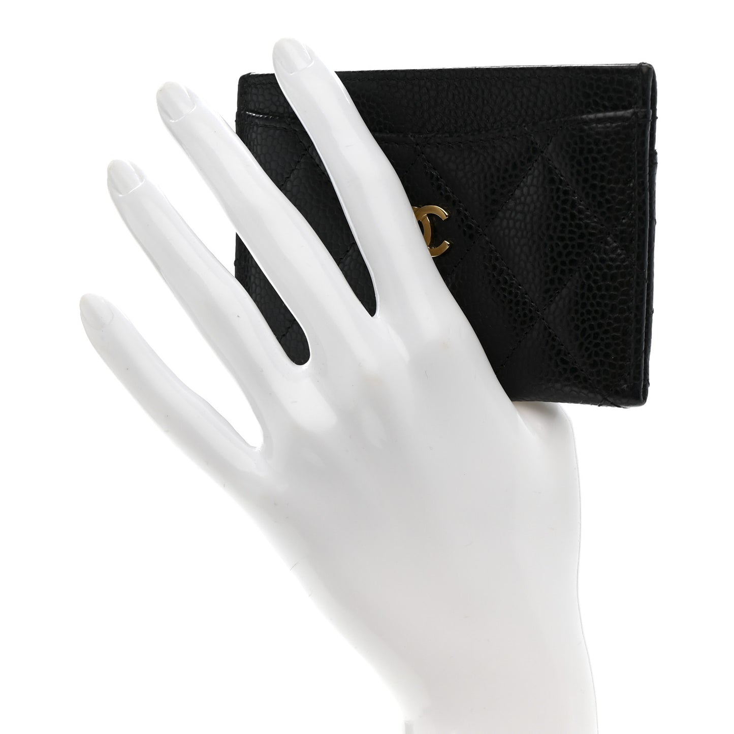 Caviar Quilted Card Holder Black