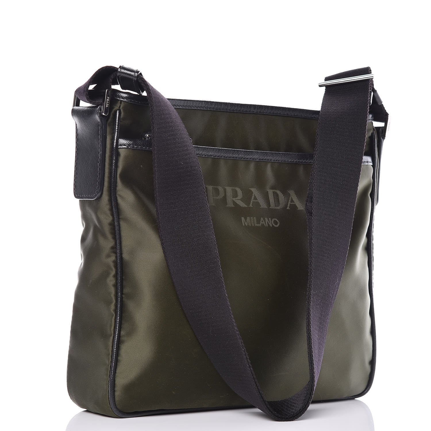 Prada Tessuto Nylon Flat Messenger Bag Militare 3 of 10