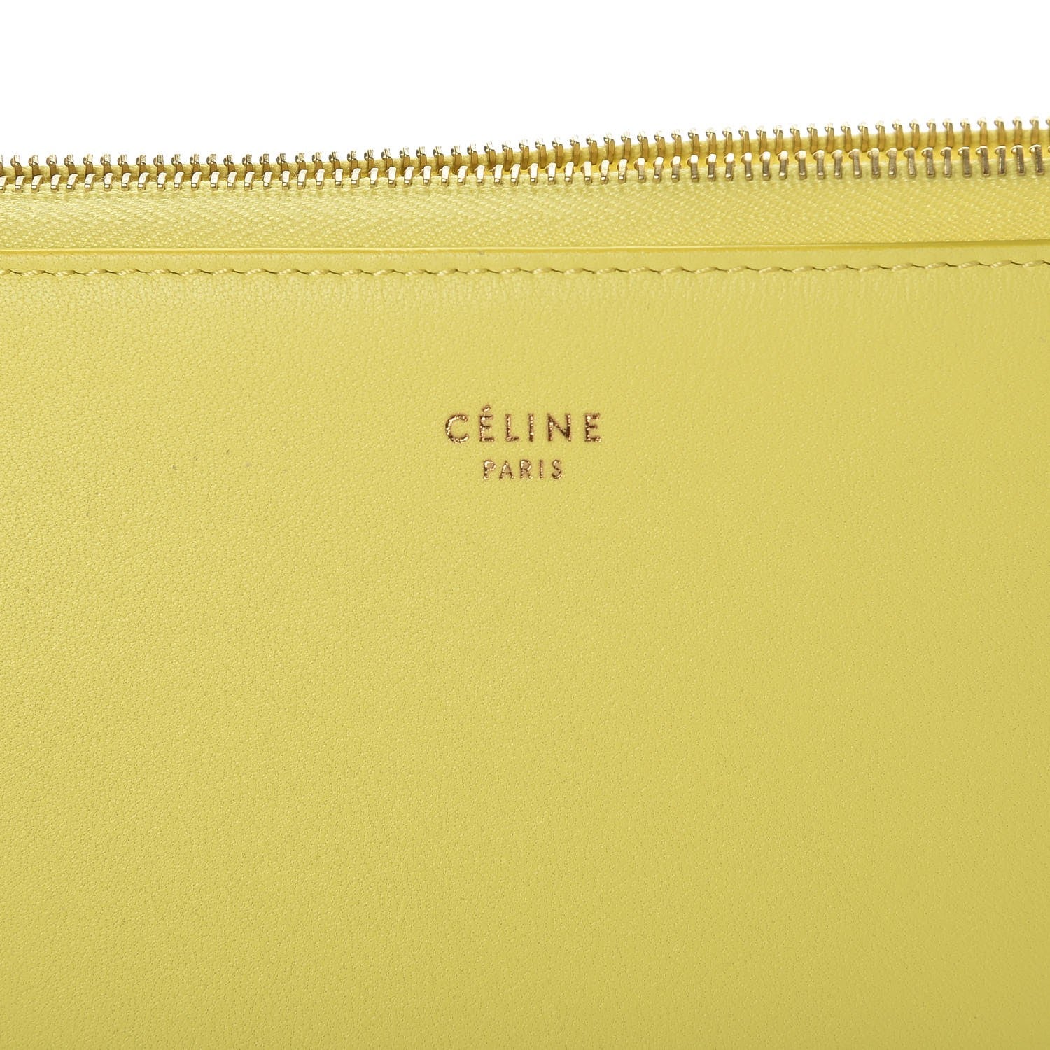 Celine Lambskin Bi-Color Solo Clutch Pouch Fluo Yellow Grey 7 of 8