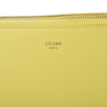 Celine Lambskin Bi-Color Solo Clutch Pouch Fluo Yellow Grey 7 of 8