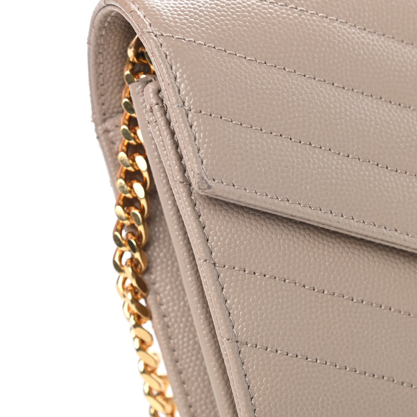 Grain De Poudre Matelasse Chevron Monogram Chain Wallet Nude Powder