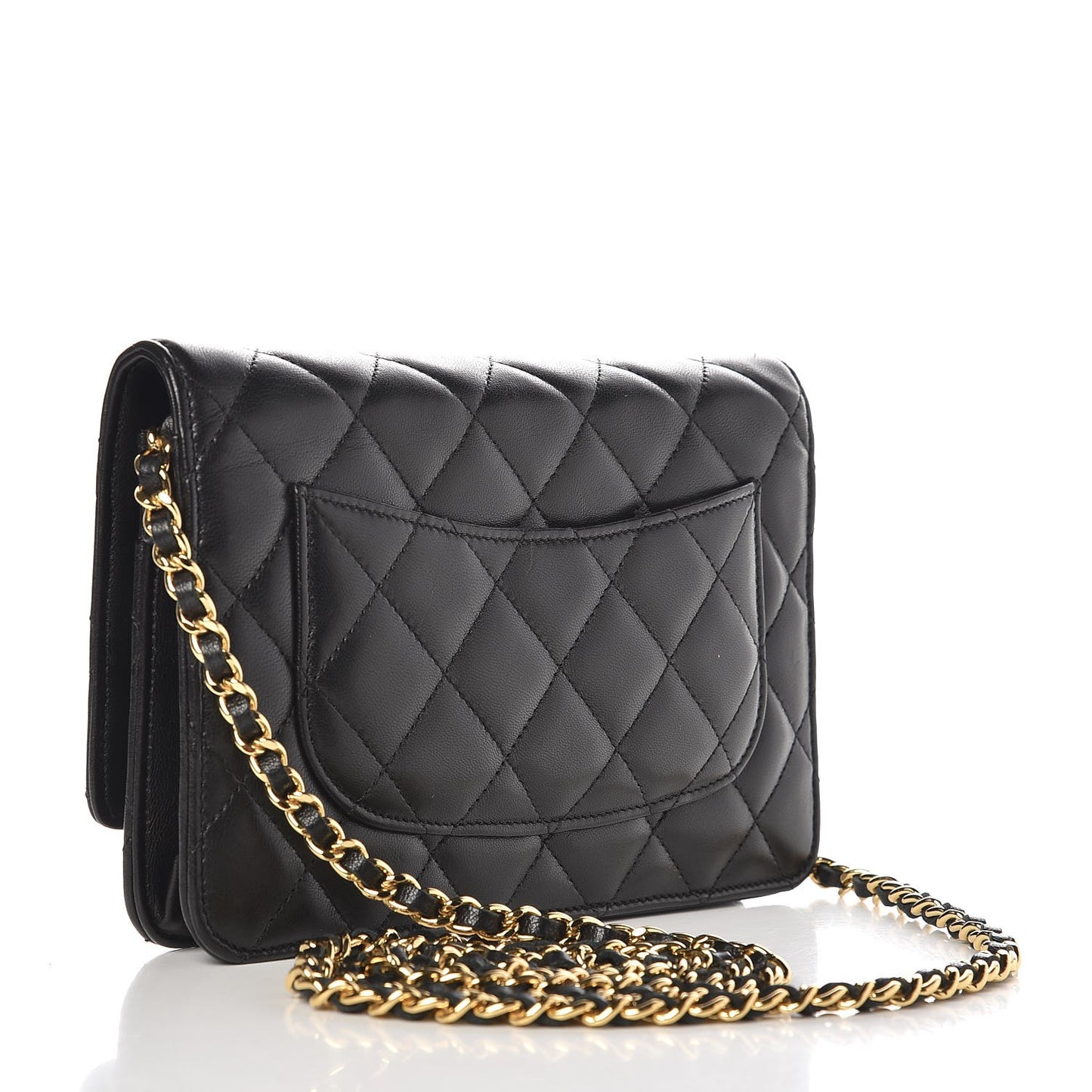 Lambskin Quilted Wallet On Chain WOC Black