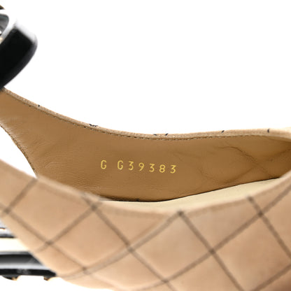 Chanel Suede Kidskin Patent Cap Toe Quilted Mary Jane Flats 38 Beige Black 8 of 8