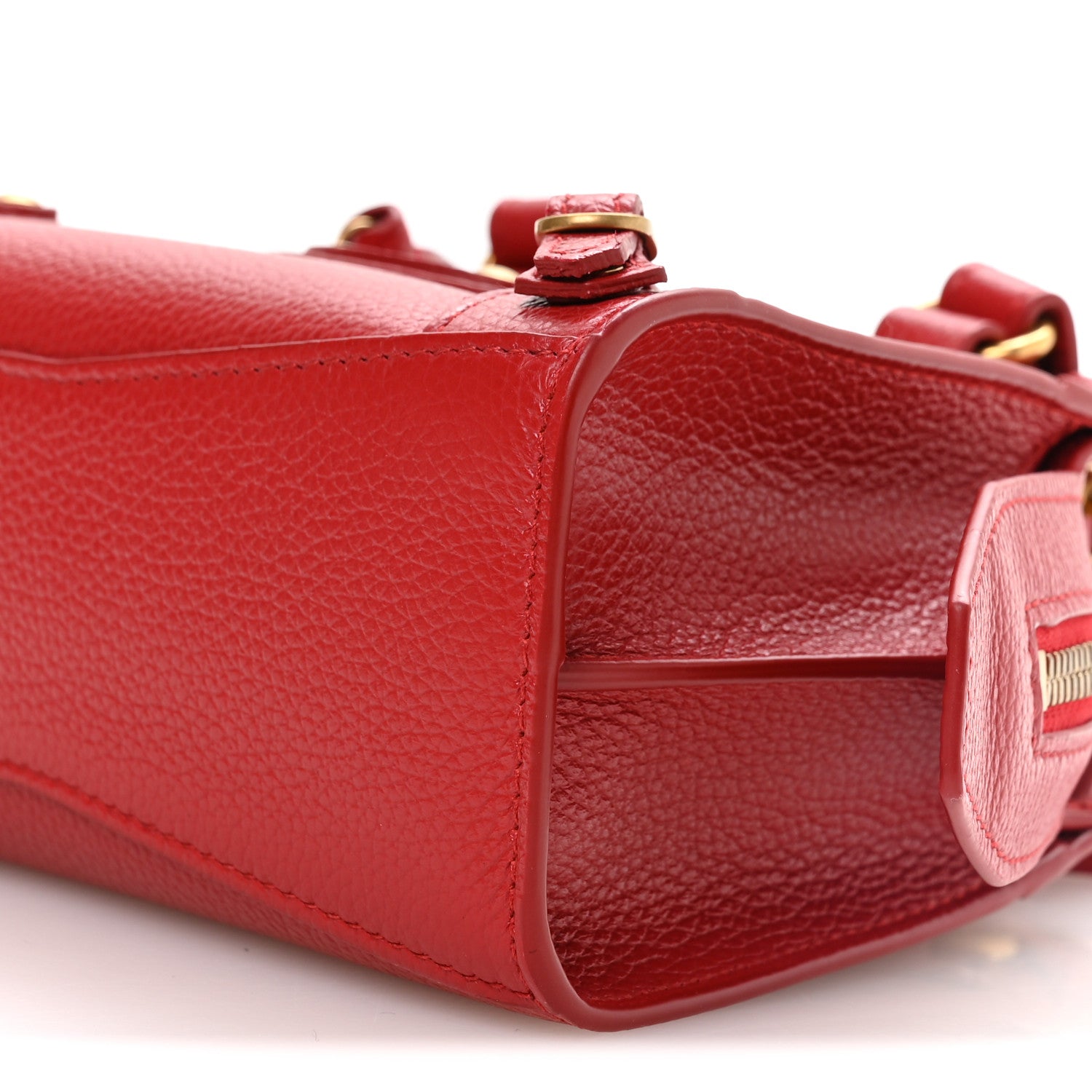 Balenciaga Grained Calfskin Neo Classic Gold Hardware Nano City Crossbody Medium Red 10 of 10