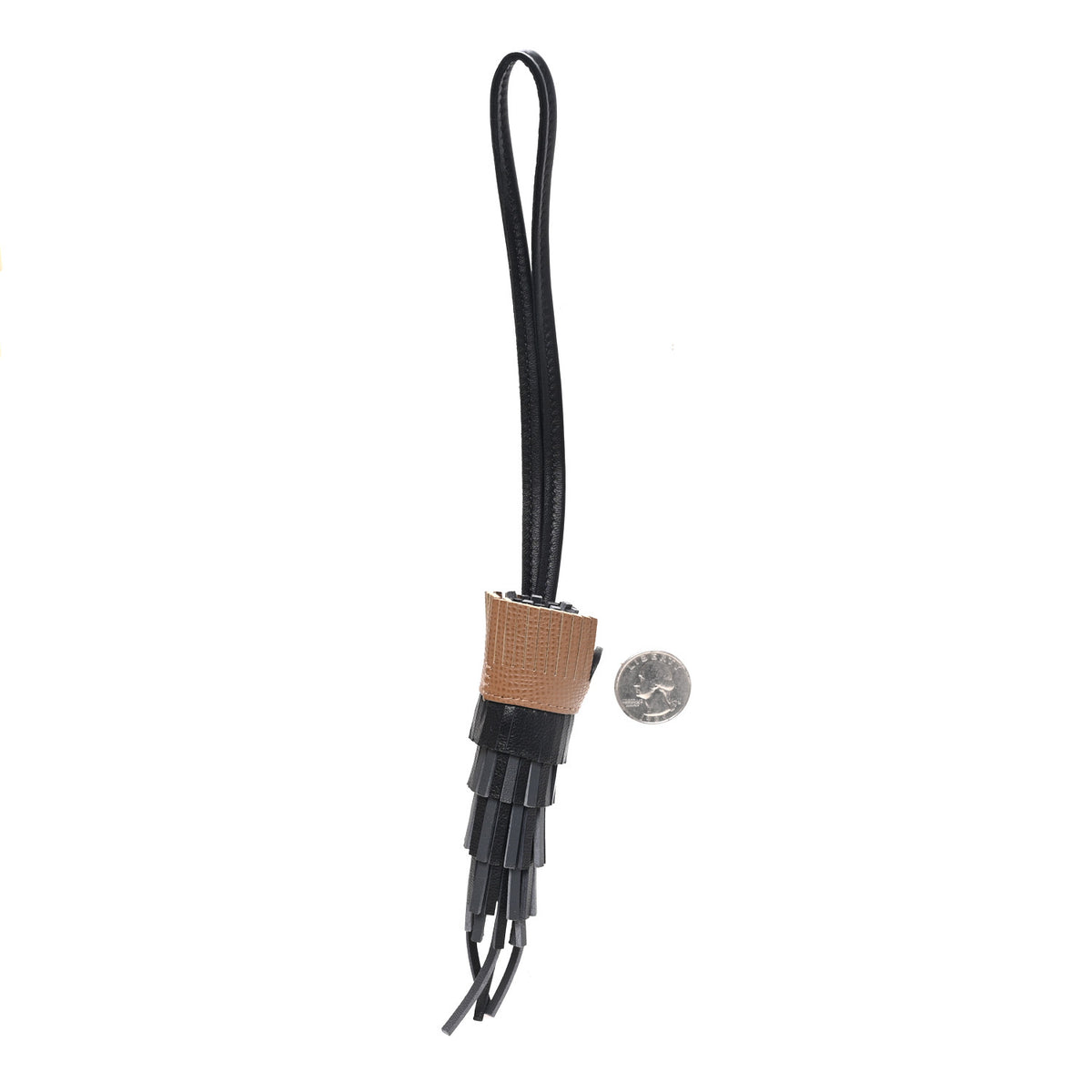Milo Lambskin Epsom Chouette Bag Charm Black Craie Gris Misty