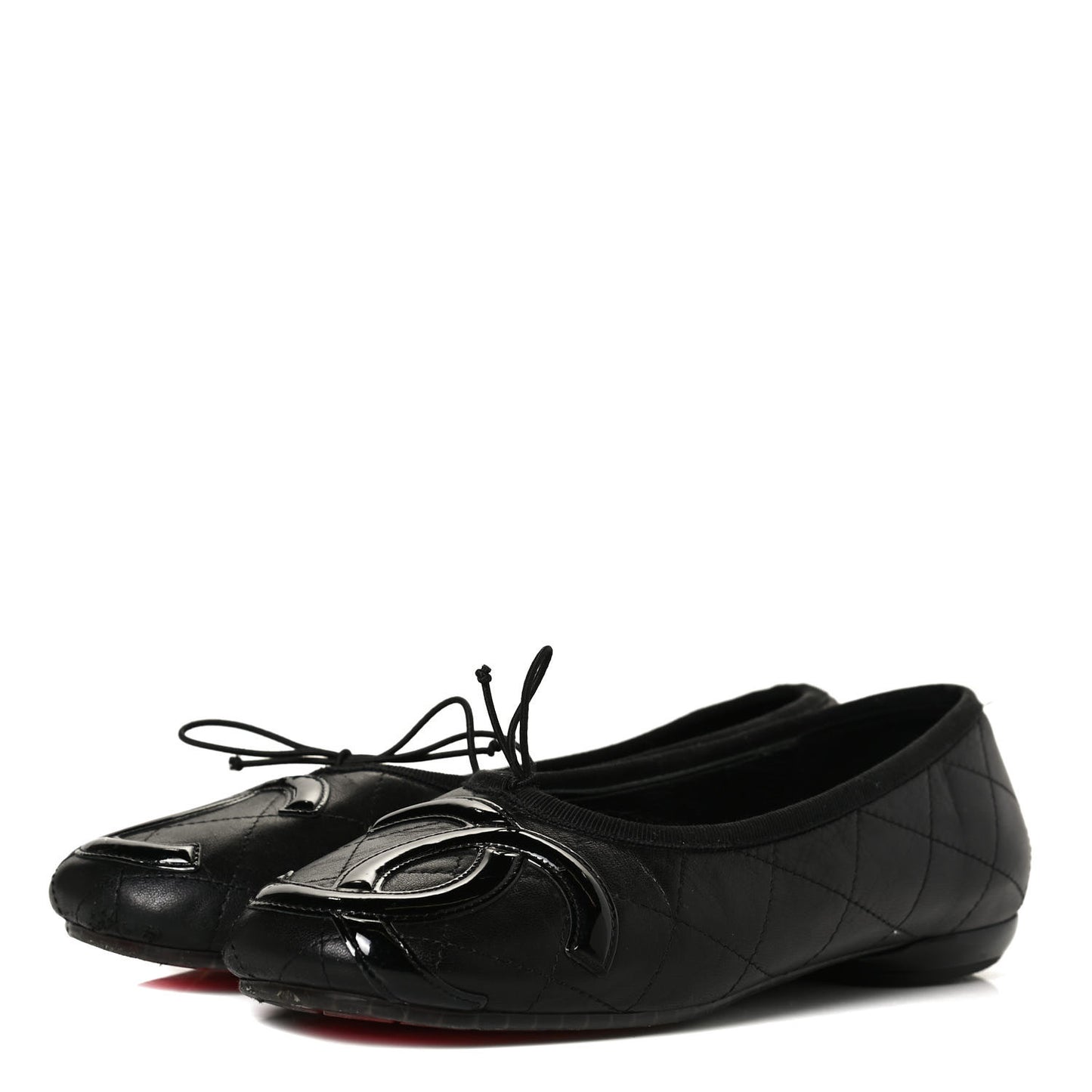 Lambskin Quilted Cambon Ballerina Flats 36 Black