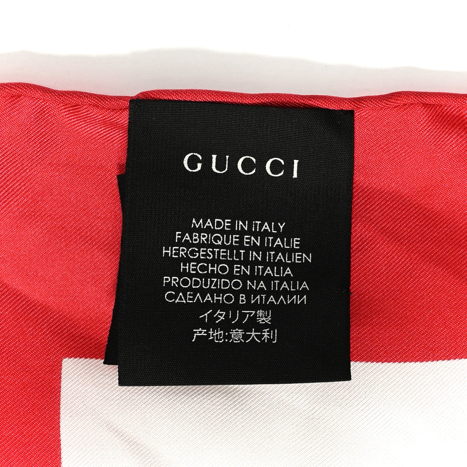Gucci Silk Twill Gucci Logo Cities Square Scarf Ivory Red Black 3 of 4