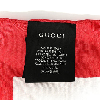Gucci Silk Twill Gucci Logo Cities Square Scarf Ivory Red Black 3 of 4
